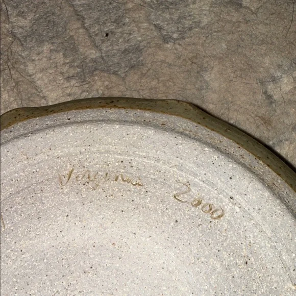 Signed Blue Ridge Pottery Virginia 2000 Handcrafted Ceramic Dip Plate - Picture 6 of 9